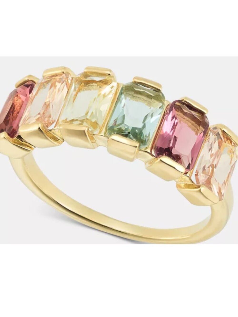 Multicolor CZ Crystal Gold Plated Ring | Pastel Statement Ring